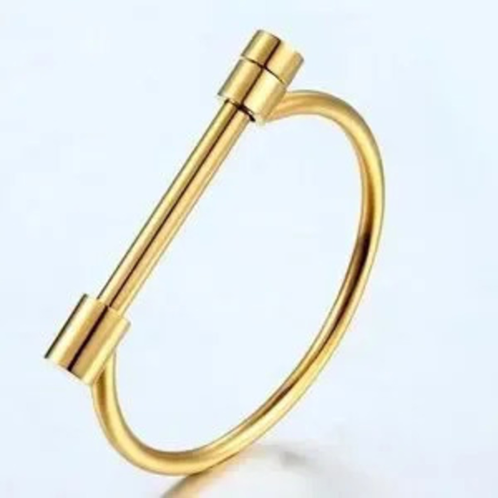 18K Gold Shackle Unisex Cuff Bangle Bracelet No Fade Luxury Design Stackable